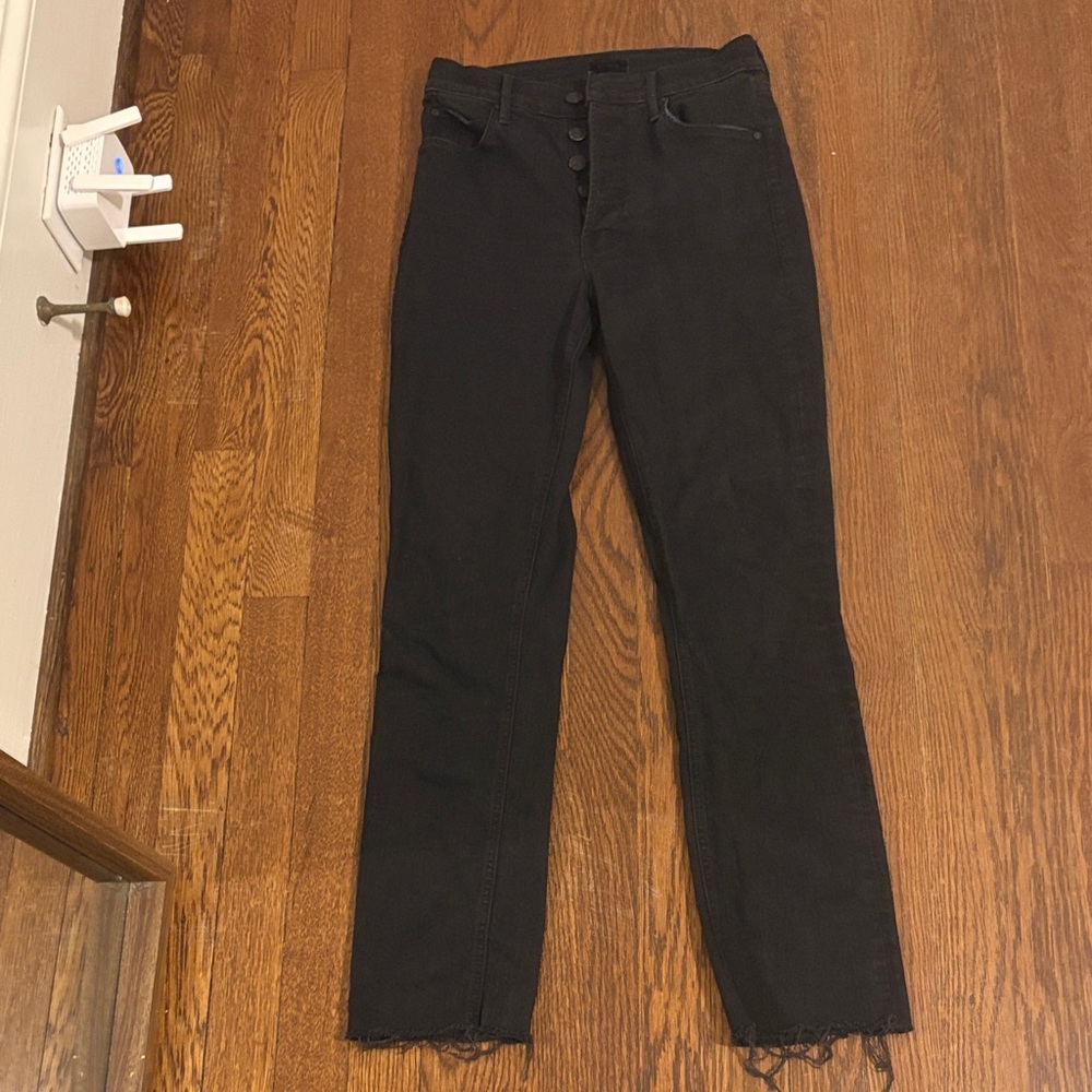 Mother the pixie dazzler ankle fray wash: not guilty Black High-Waisted Jeans